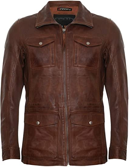 El Paso Mens Brown Leather Jacket
