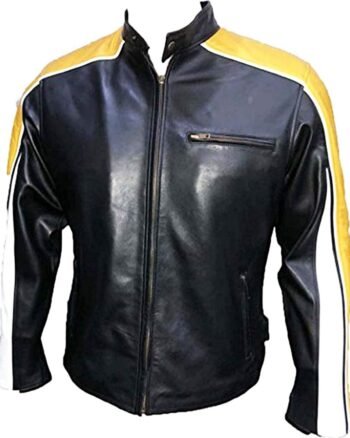Cafe Racer Hulk Hogan Black Biker Leather Jacket for Men