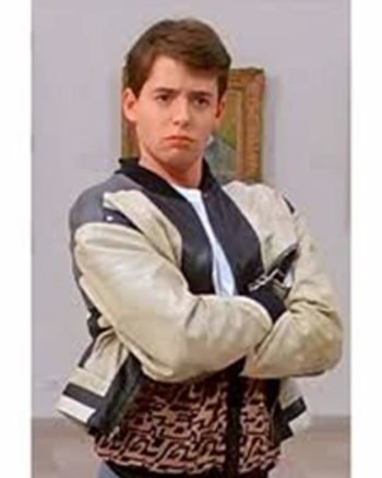 fashionable Men's Ferris Bueller's DayOff Real Cream Leather Biker Jacket
