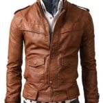 Slim Light Brown Leather Jacket