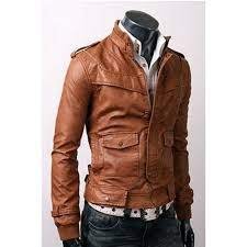 Strap Slim Light Brown Leather Jacket