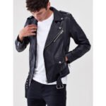 Men Black Biker Jacket